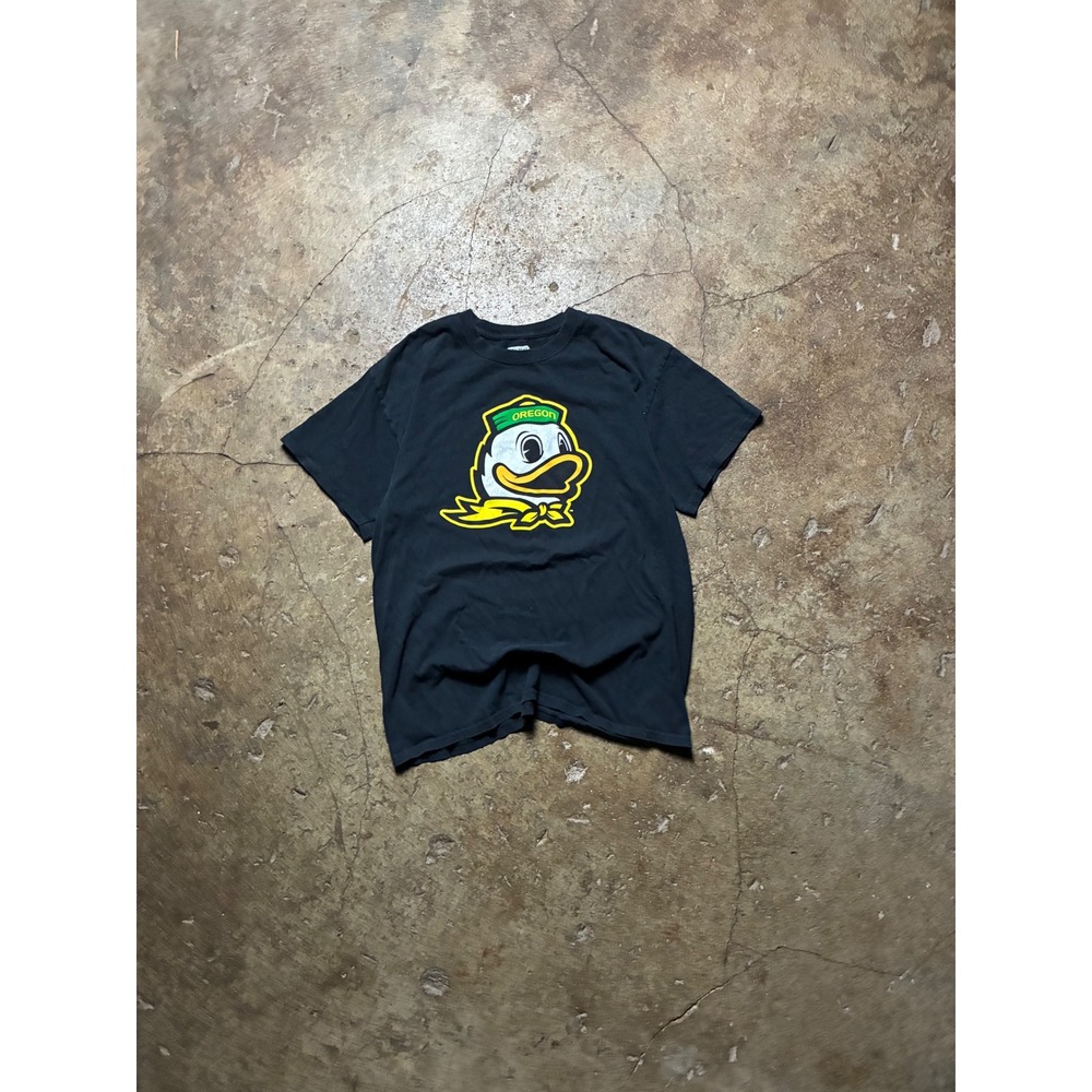 Box Seat Oregon Ducks Graphic T-Shirt Mens Large Black Puddles Mascot Tee